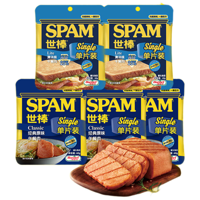 ���� SPAM ����� 60g��5 (����3+�嵭2) *5�� 10.91Ԫ/�� (��54.55Ԫ)