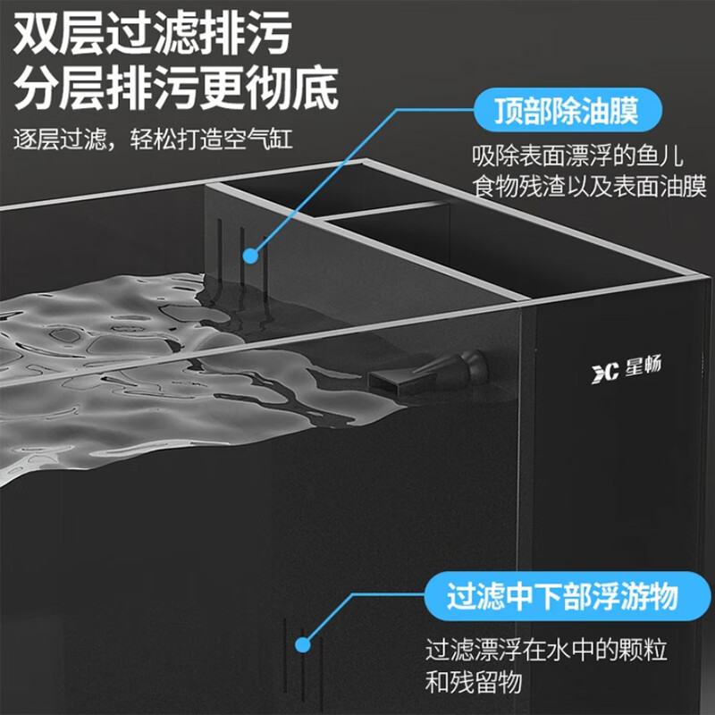 宠小岛溪流缸2025新款鱼缸制氧一体式懒人生态造景侧滤溪流缸 溪流缸80x25x25【标配增氧过滤】赠溪流石