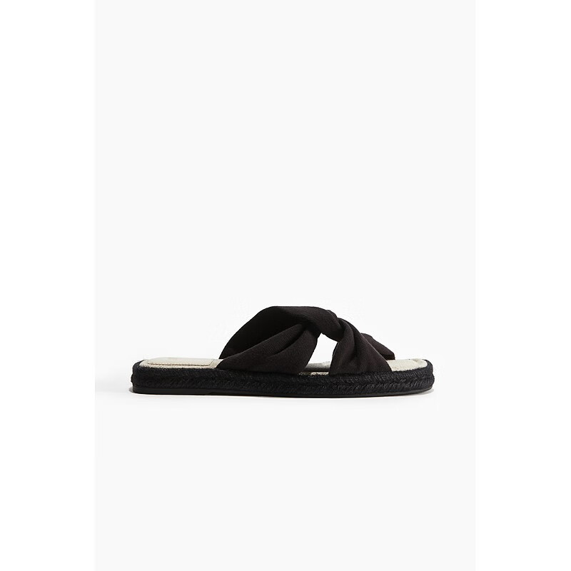 hm女鞋2025春夏新款扭结设计渔夫凉鞋1276052 黑色 超过56联系客服