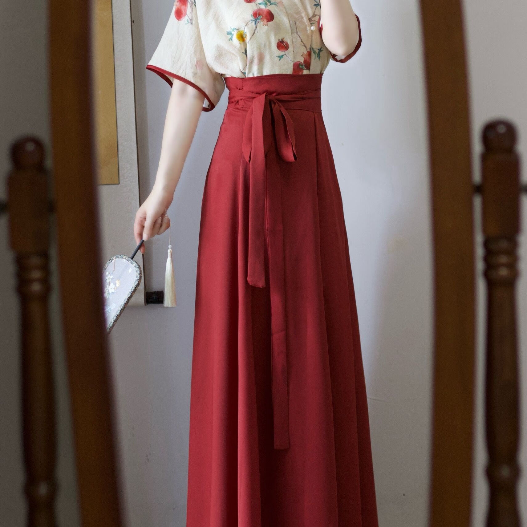 寒栩汉服成人女轻衫行新中式坦领天丝棉半臂唐褙子八破裙夏季日常通勤