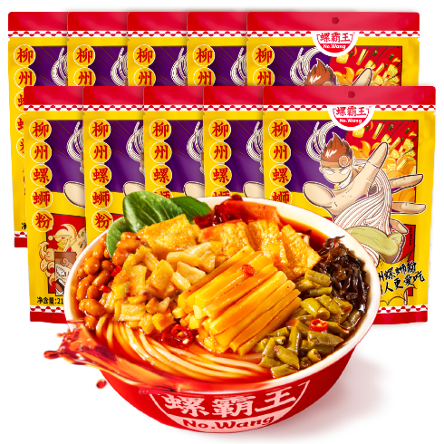 螺霸王 螺螄粉原味輕食量螺絲粉鮮螺濃湯螺螄粉 210g*10袋+大片腐竹*2袋