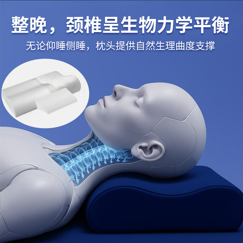 HEALPOP颈椎酸痛专用枕侧睡矫正护颈枕C形支撑人体工学护颈助眠枕 学生版 颈椎病痛专用 A类 单只