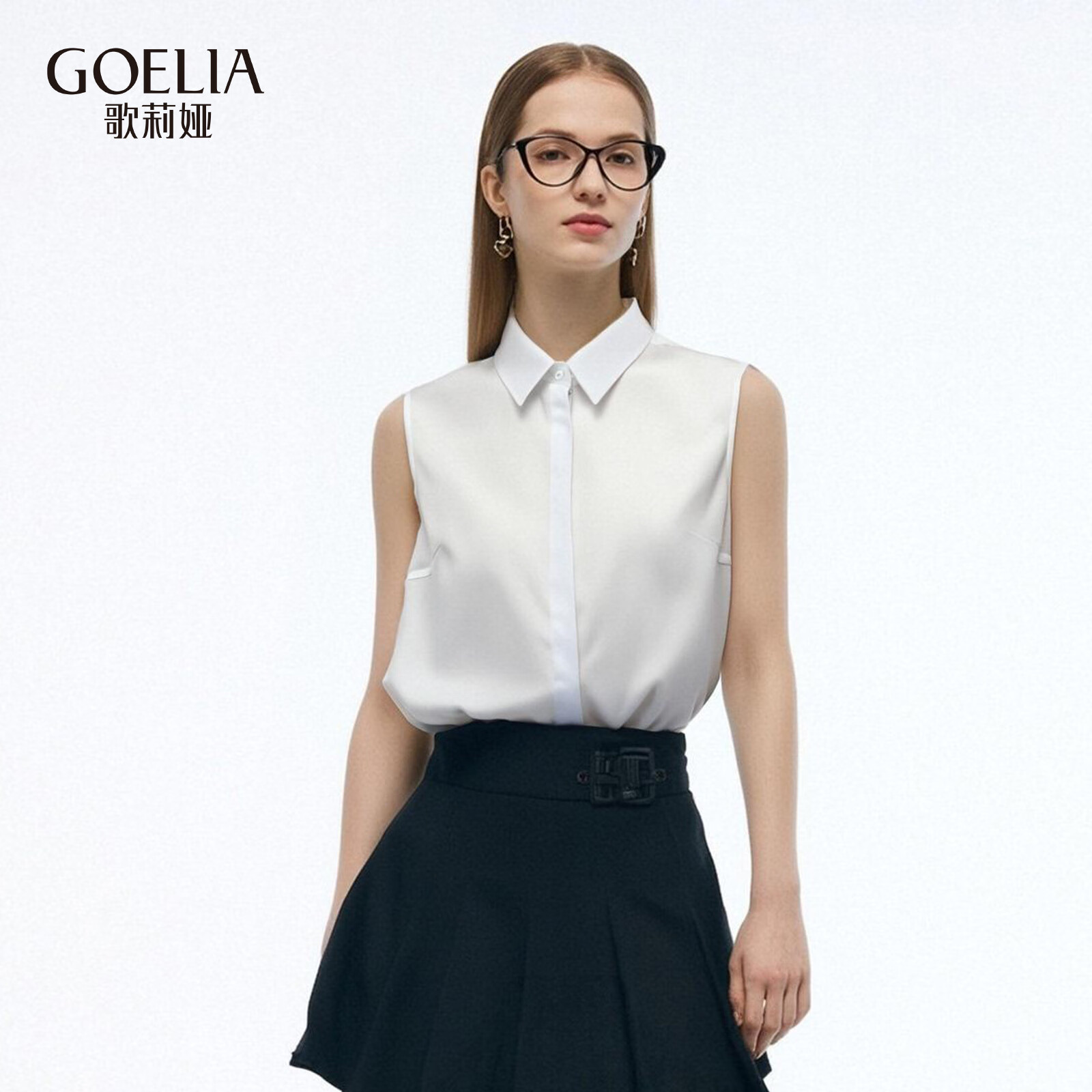 歌莉娅 秋季新品  无袖翻领棉衬衫  1E8L3I100 03W本白 XS