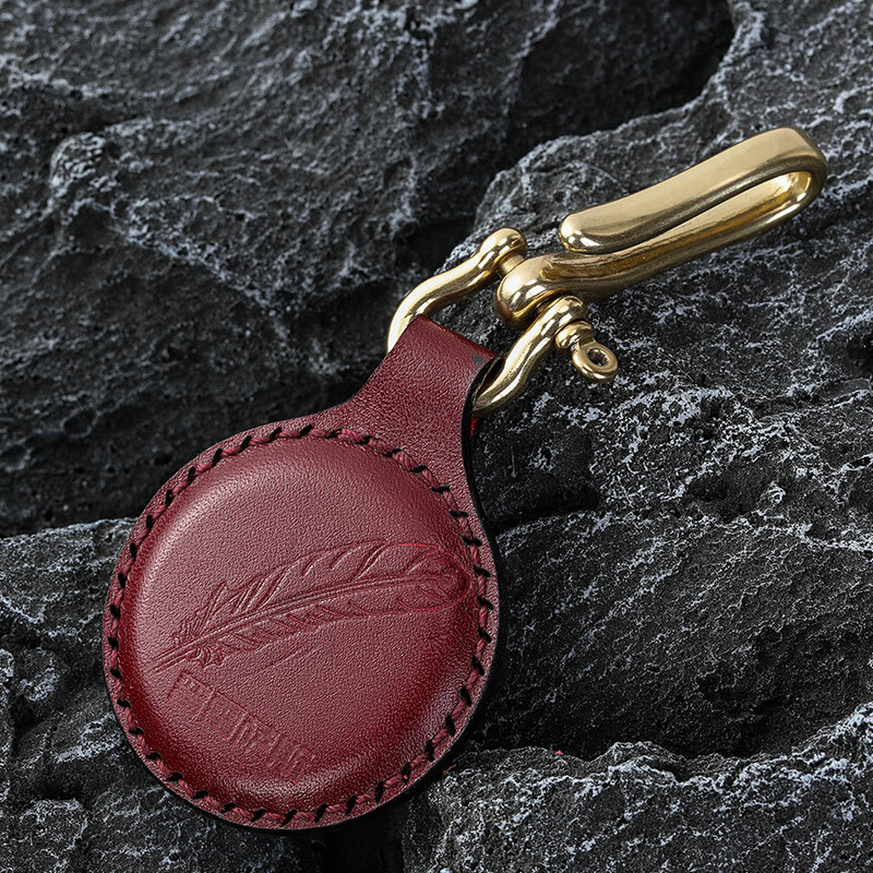 普雷薩斯精品強磁彈弓包吊墜掛件吸鋼珠鑰匙扣強力磁鐵鋼球推薦 波爾多紅-精品強磁吊墜【真皮】