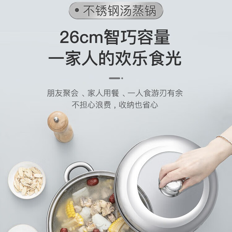德铂 德铂汤蒸锅不锈钢多用双层蒸汤锅电磁炉明火通用 汤锅洗米筛组合四件套 26cm