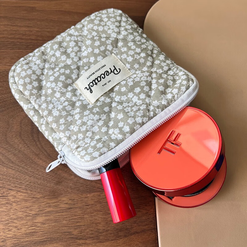 MIUCATCHmiucatch灰底小花小方包衛(wèi)生巾姨媽巾收納包女生便攜小號(hào)化妝包 灰底小花扁身包