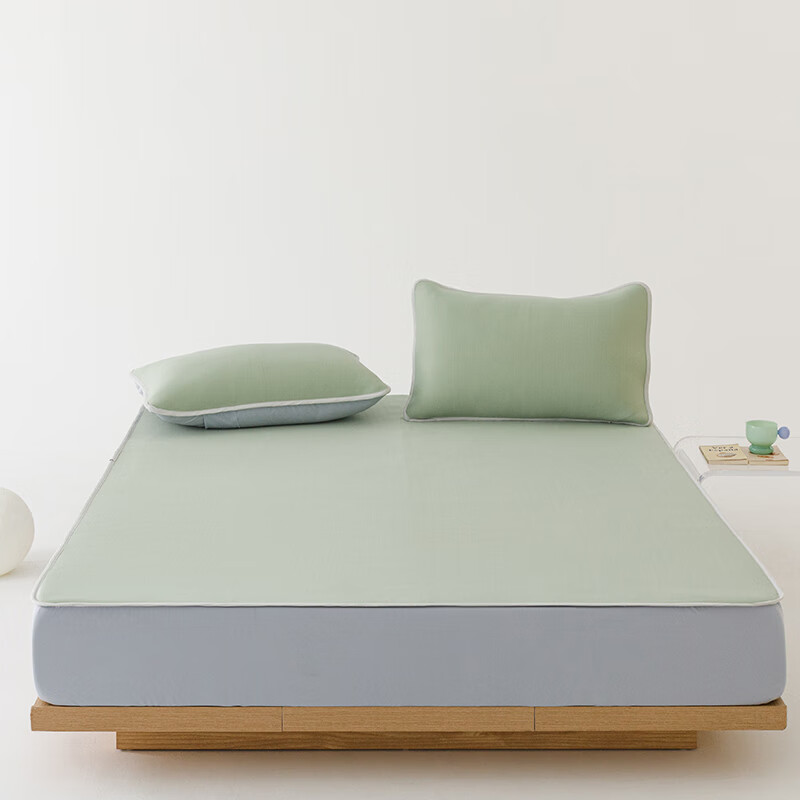 一默涼席天2025新款席子冰絲涼席A類(lèi)床墊床單冰絲床笠可水洗軟席 翠竹綠·床笠款【送同款枕套2025 150cm*200cm