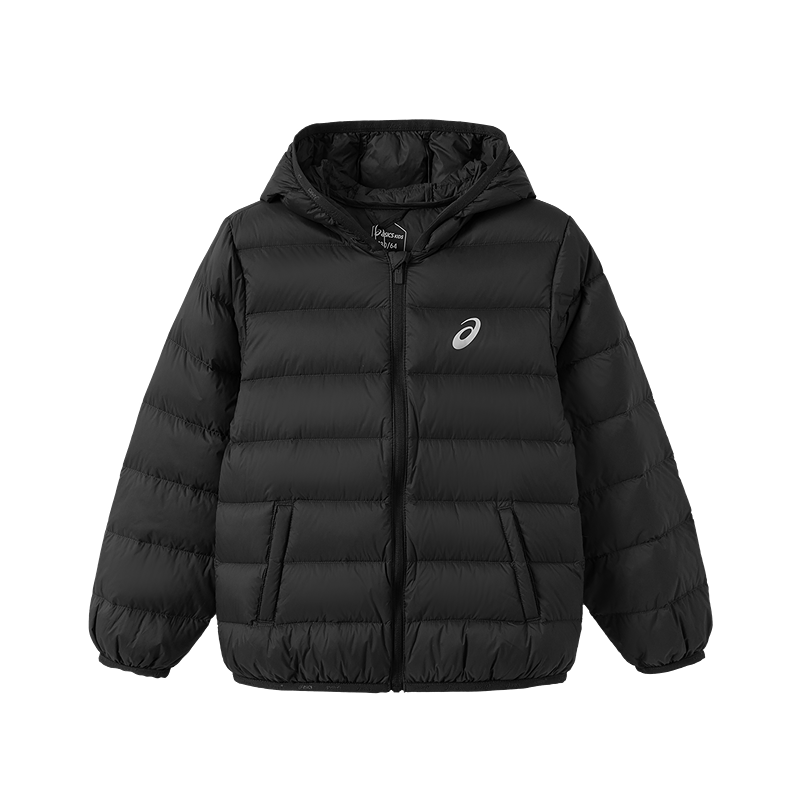 亚瑟士（asics）童装25年冬季儿童柔软舒适三防轻薄保暖羽绒服【高充绒量】 黑色 清洁度1000-鸭绒 150 充绒量88.5g