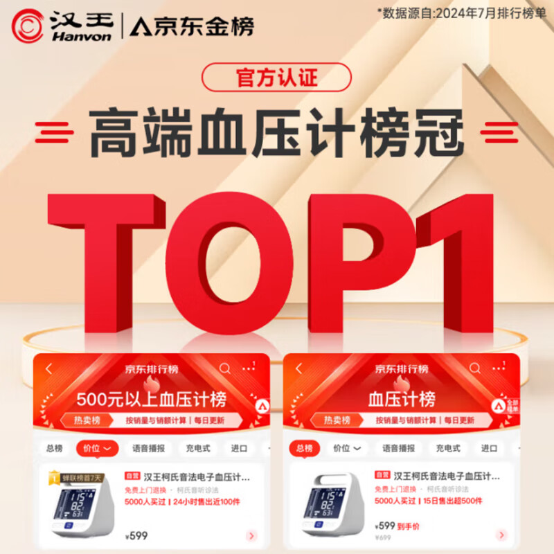 汉王柯氏音法电子血压计 家用上臂式高精准水银血压计平替柯氏音回放 【电池款/2*200组】KSY-FF660