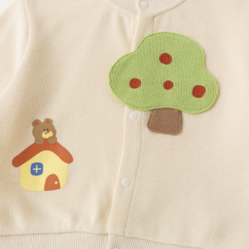 嘟嘟家儿童秋季针织套装男童开衫上衣休闲裤秋装女童卡通两件套宝宝童装 绿色 90