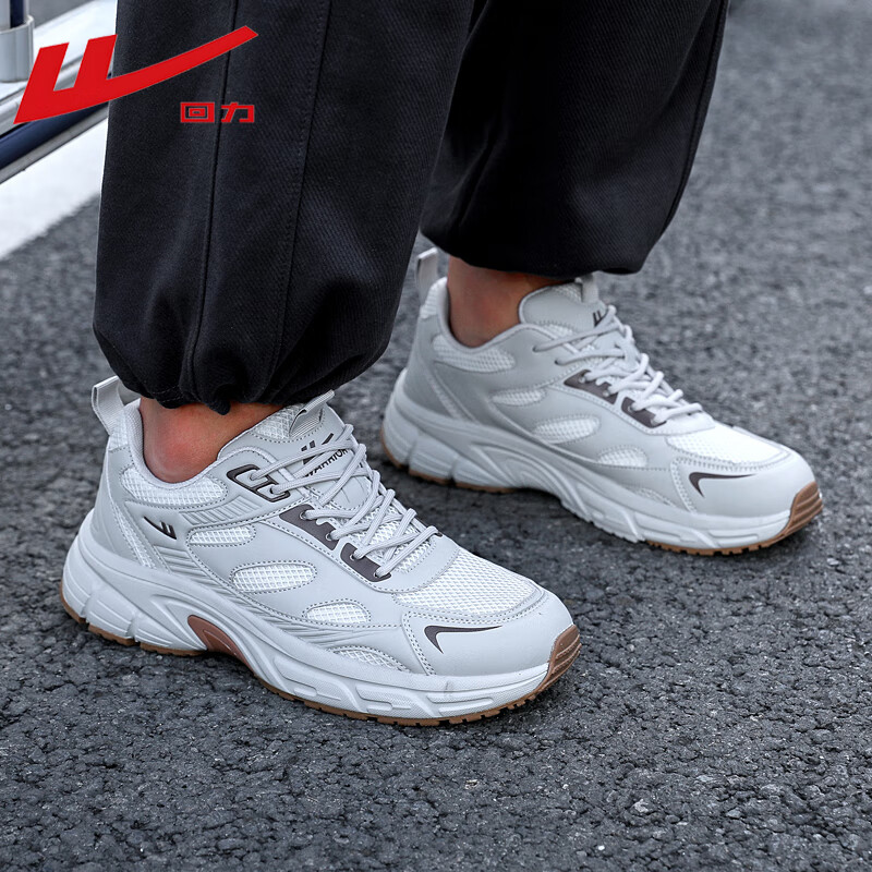 回力休闲鞋网面透气跑步鞋男鞋青少年运动鞋 WXY(ZA)-5002 灰卡其 40