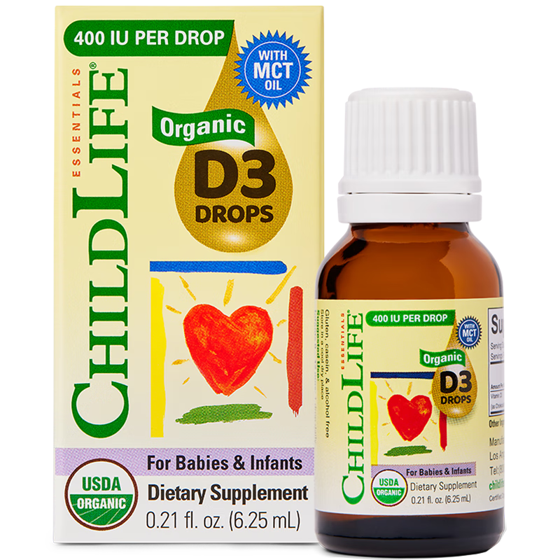 ChildLife童年時(shí)光維生素d3滴劑 6.25ml（約200滴）有機MCT油400IU