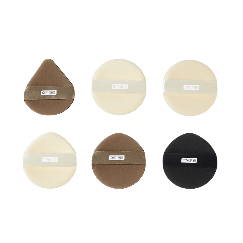 京东京造 气垫粉扑6枚 美妆无暇底妆干湿双面可用不易吃粉 气垫盒粉扑替换