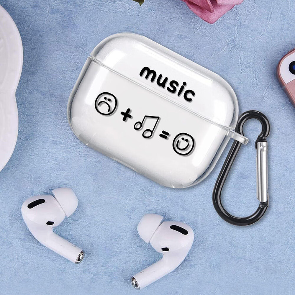 新款AirPods4代2024款苹果彩绘音符蓝牙耳机套TPU透明3代软壳pro2 TPU软壳彩绘笑脸【珠光袋装】 Airpodspro