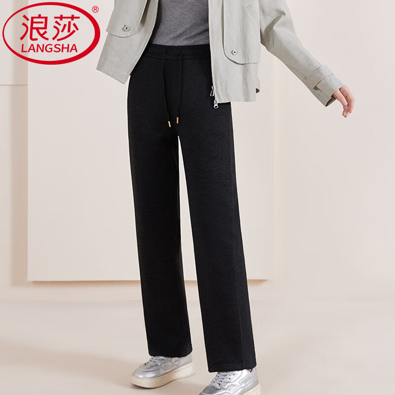 浪莎羽绒裤女外穿2025冬季新款保暖抗寒鹅绒裤加绒加厚高腰显瘦休闲裤 黑灰色 【抗寒零下15度】 3XL 【建议：160-170斤】