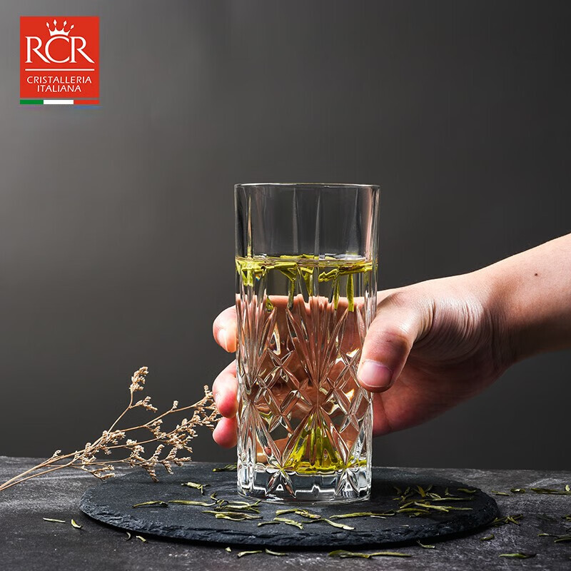 RCR意大利进口水晶玻璃高身茶水杯家用绿茶茶杯高颜值果汁泡茶杯套装 【旋律】360ml水晶玻璃杯 1只