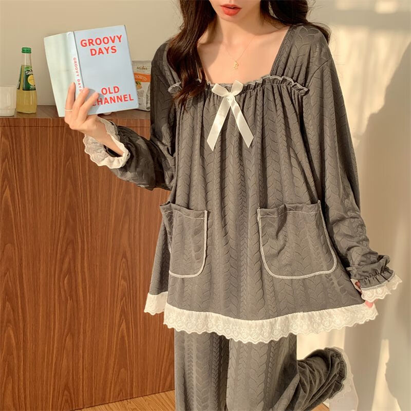 雅鹿大码睡衣女春秋季提花网红300斤宽松胖妹妹加肥月子服ins风家居服 W春秋#草莓2911/1/宽松 4XL 宽松码【260-310斤】