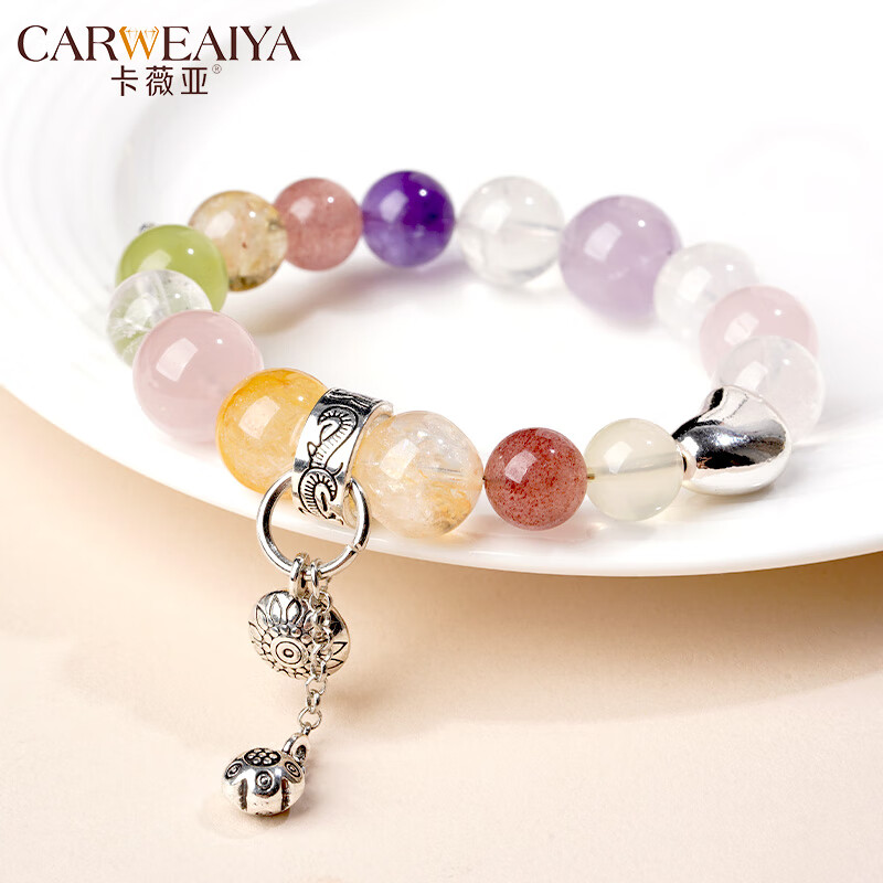 卡薇亚天然多宝水晶手串多色水晶混搭手串轻奢小众配饰礼物简约时尚饰品 珠径（10-14mm）