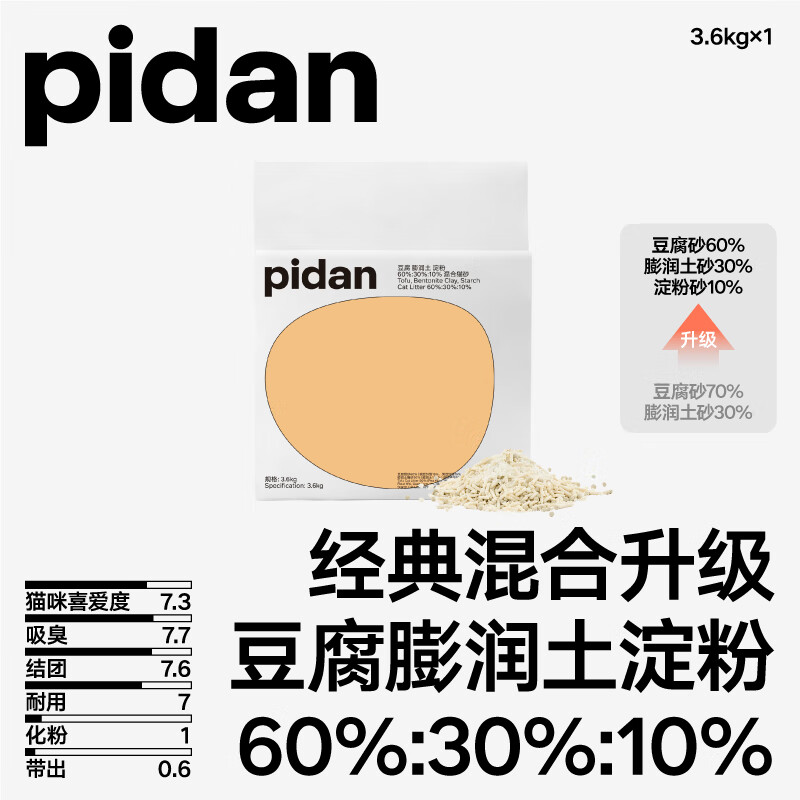 pidan猫砂经典混合新升级猫砂3.6kg吸臭结团豆腐砂膨润土 [经典混合猫砂]1包3.6kg