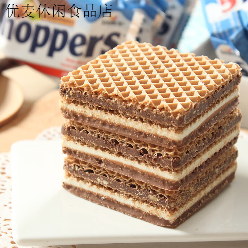 knoppers迷你牛奶榛子巧克力威化餅干600g五層夾心威化網(wǎng)紅零食 牛奶榛子威化餅干250gx1袋(含10