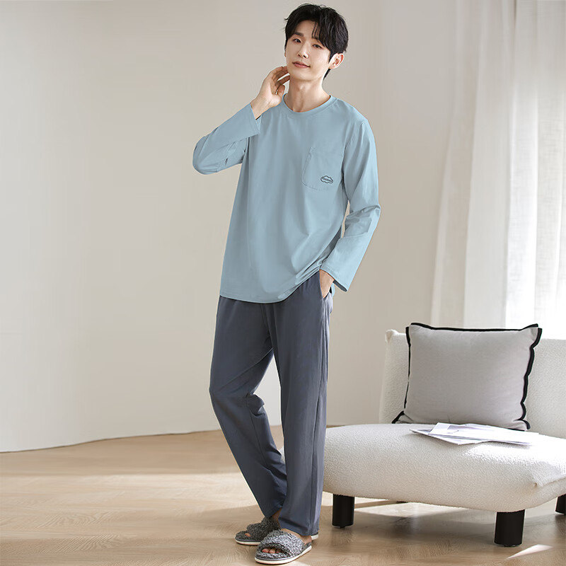 馨爱百年睡衣男秋冬长袖纯棉大码休闲运动可外穿中青年家居服套装 QH-2549 3XL