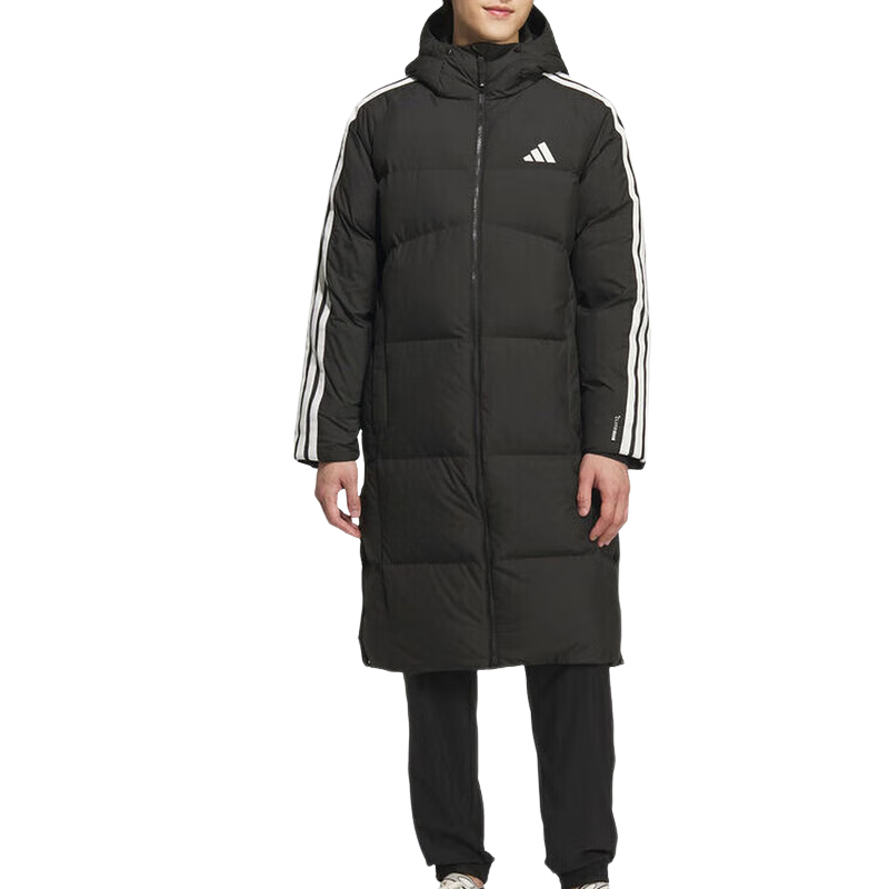 阿迪达斯（adidas）长款羽绒服男女 25冬季新款户外情侣运动服时尚连帽防风保暖外套 KC2498 绒子含量80% XL