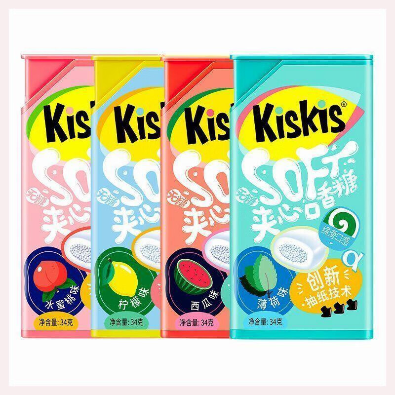 酷滋（Kiskis） 搶KisKis酷滋云朵無(wú)糖Buff+口香糖清新口氣丸泡泡糖 口香糖水蜜桃x檸檬x薄荷x西瓜