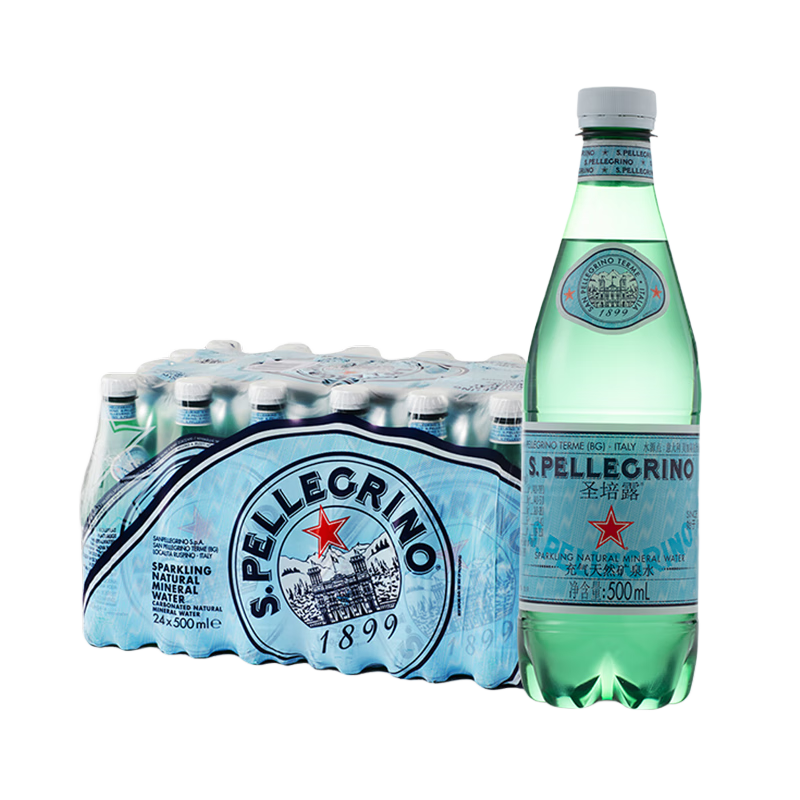 圣培露（S.Pellegrino）意大利含气天然矿泉水气泡水 饮用水  【临期品】经典装500ml*24瓶（塑料瓶）-效期26年7月