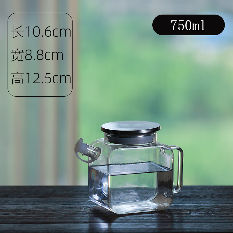 AILUKI日本冰箱冷水壶玻璃冷泡茶壶冰水壶凉茶冷萃凉水杯耐高温家用储水 不锈钢盖 750ml