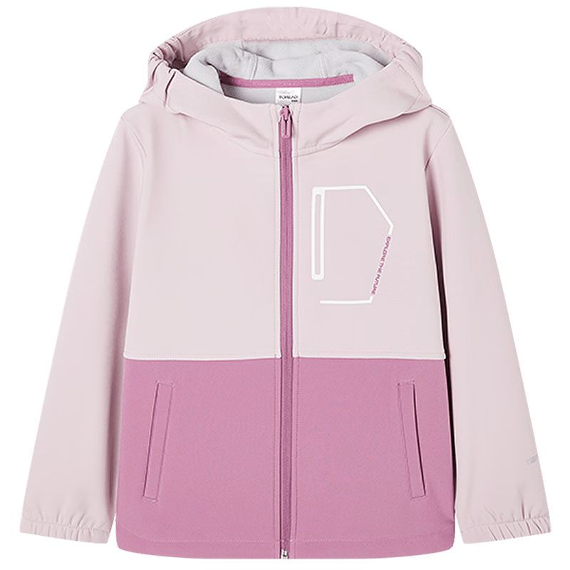 探路者（TOREAD）旗艦 兒童外套男女中大童裝秋冬款保暖防風軟殼運動服裝 糖粉 150