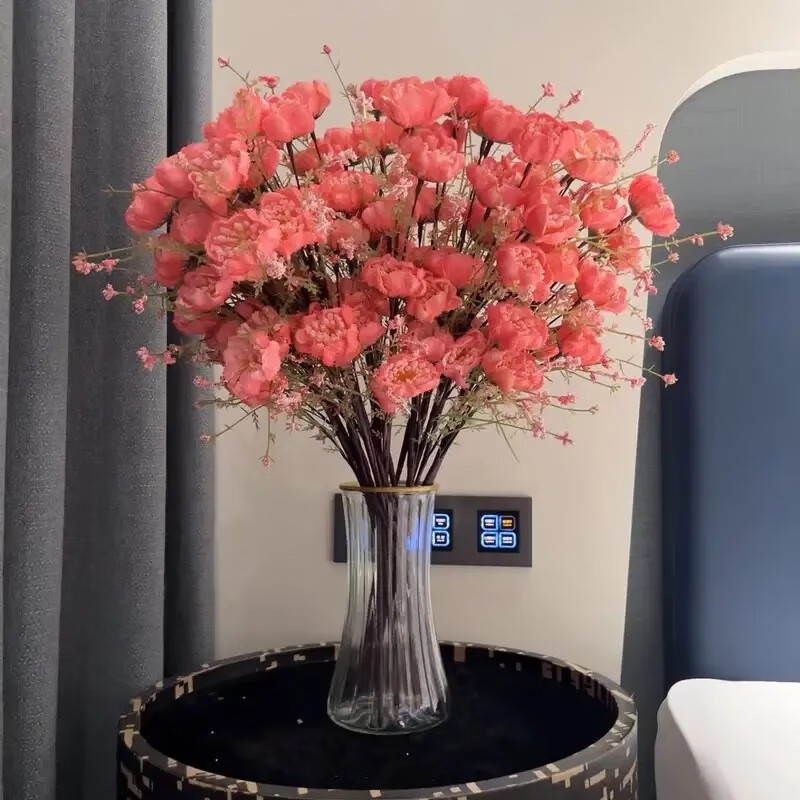 时鸟轻奢仿真花摆设杜鹃花假花客厅餐桌装饰花束花艺家居摆件品 【粉色】杜鹃花 1束【5朵】