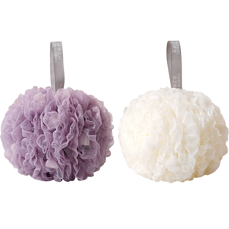 Creative art沐浴球超大号浴花【2只】男女士起泡网洗浴搓澡球神器不散花白紫