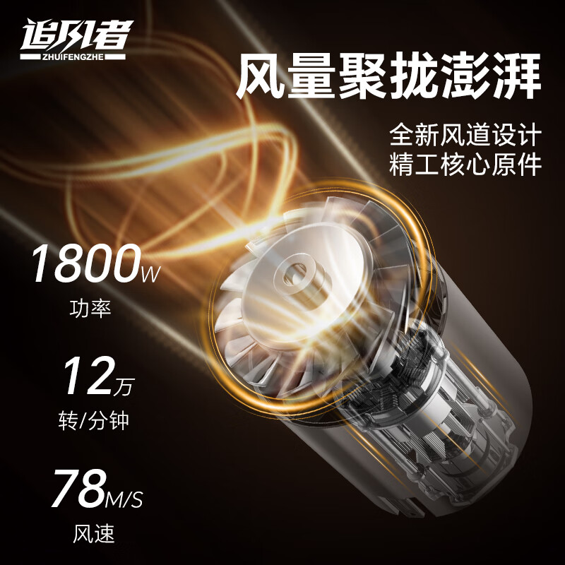 追风者大功率电吹风 家用理发店发廊专用吹风筒 负离子高速护发吹风机 国家补贴 生日礼物 金的好
