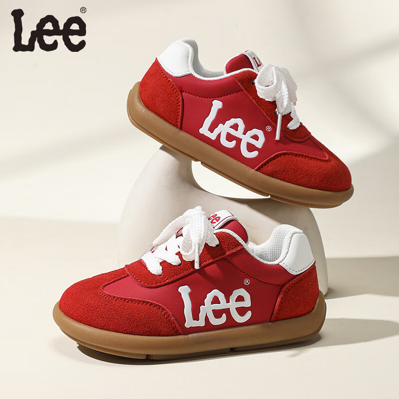 LEE KIDS童鞋秋季新款时尚德训鞋中大童防滑休闲运动鞋女童轻便板鞋男童 红色 29 【建议脚长178.3mm】