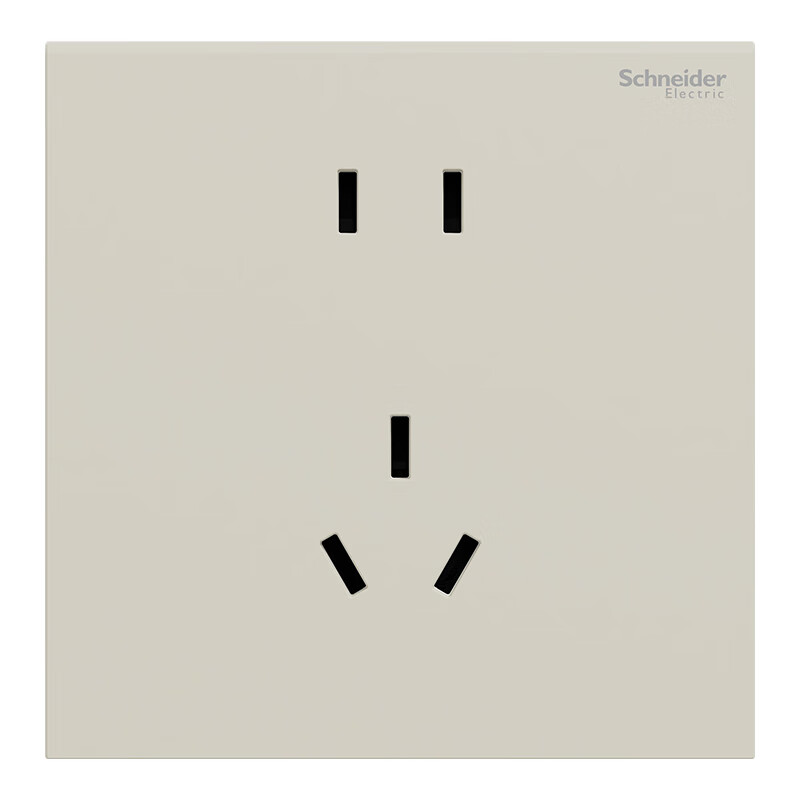 施耐德开关插座面板 家用86型 二三五孔墙壁电源插座 致铂系列浅云沙色 五孔插座