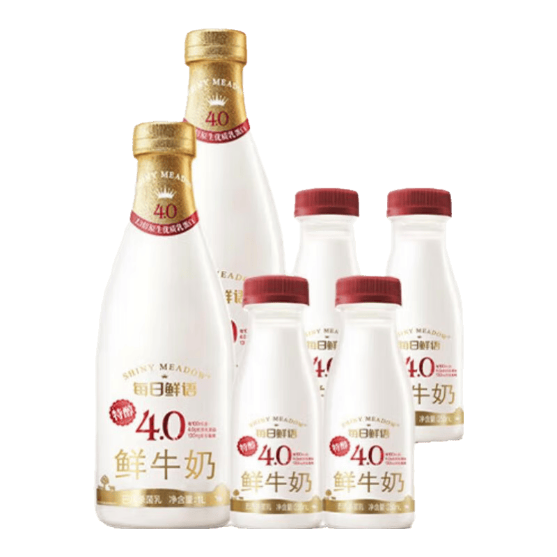 每日鲜语全脂鲜牛奶早餐搭档大瓶小瓶鲜奶家庭分享 全脂720ml*2瓶+全脂250ml*6瓶