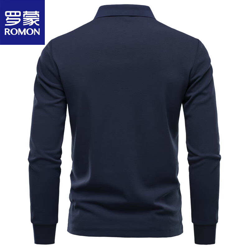 罗蒙（ROMON）新款polo衫男长袖春秋季翻领上衣卫衣商务休闲纯色高端t恤 米杏色 2XL 体重145-160斤