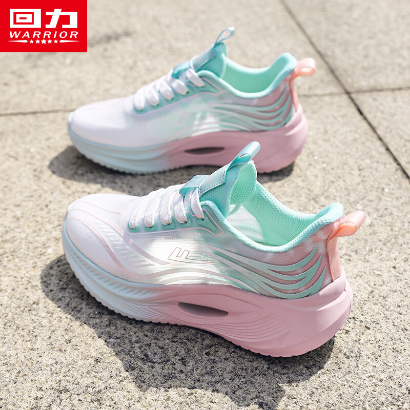 回力女鞋运动鞋女网面透气2026新款夏季轻便软底鞋子女薄款跑步鞋 白绿粉【网面款】 37 (235mm)