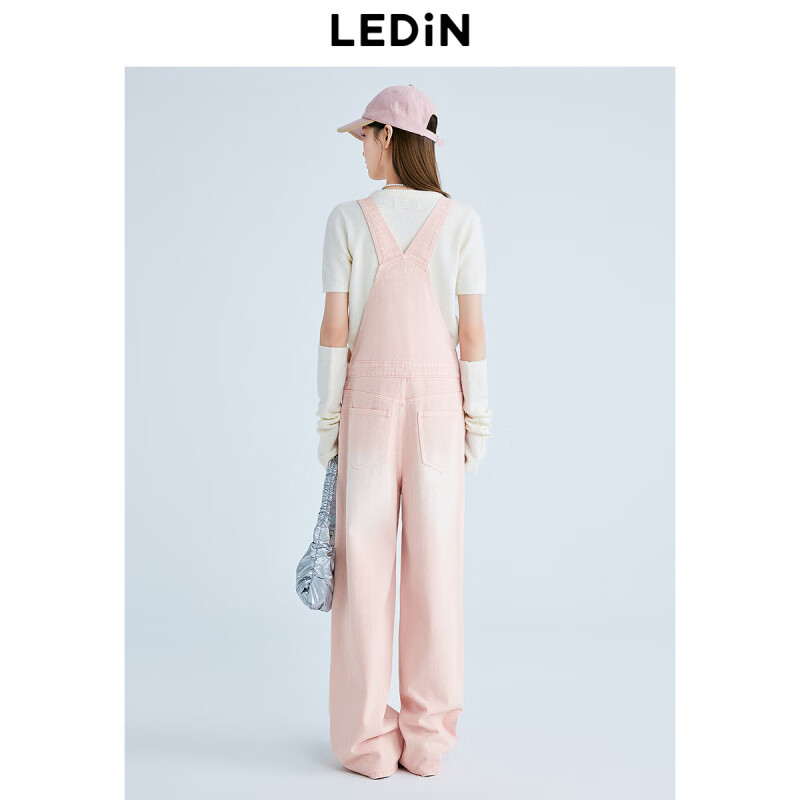 乐町商场乐町25春新款少女粉色气满满牛仔背带裤 卡里尼亚粉 M