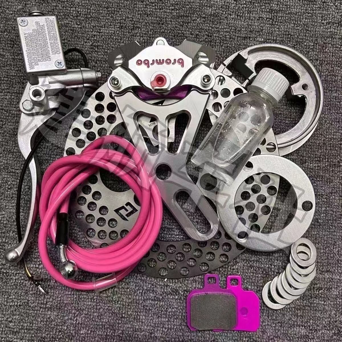 布雷博小螃蟹改裝套裝小牛電動車碟剎小龜九號電摩卡鉗一套飛機 11件套【普通車型鼓改碟】 三代螃蟹紅色