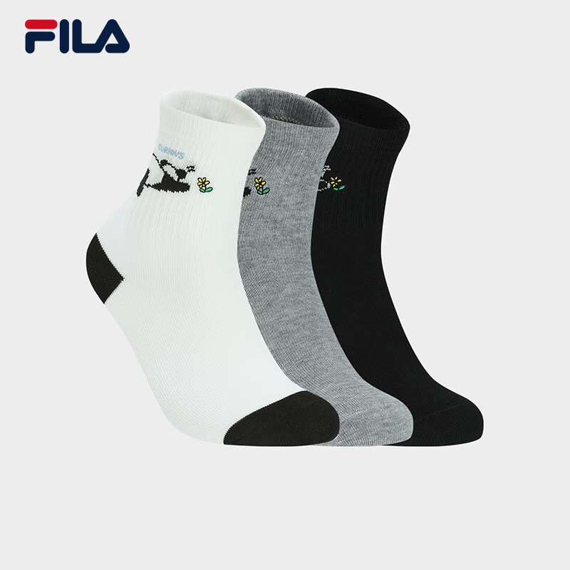 斐乐 斐乐官方女袜中腰袜套装2025秋新款休闲运动袜中筒袜3三双装 组合色-99 XS