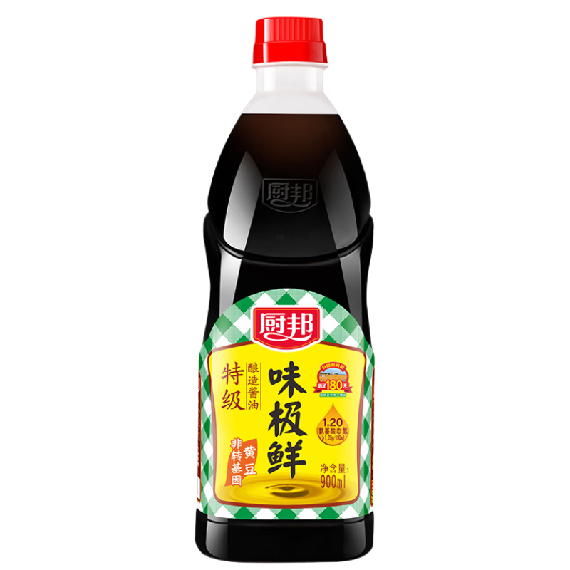 厨邦酱油 味极鲜酱油 生抽【特级黄豆酱油】900ml 酿造酱油 调味品