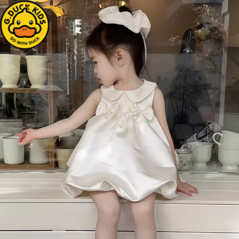 G.DUCKKIDS女童連衣裙夏季2025新款洋氣周歲女寶party小禮服兒童生日公主裙 公主裙 80