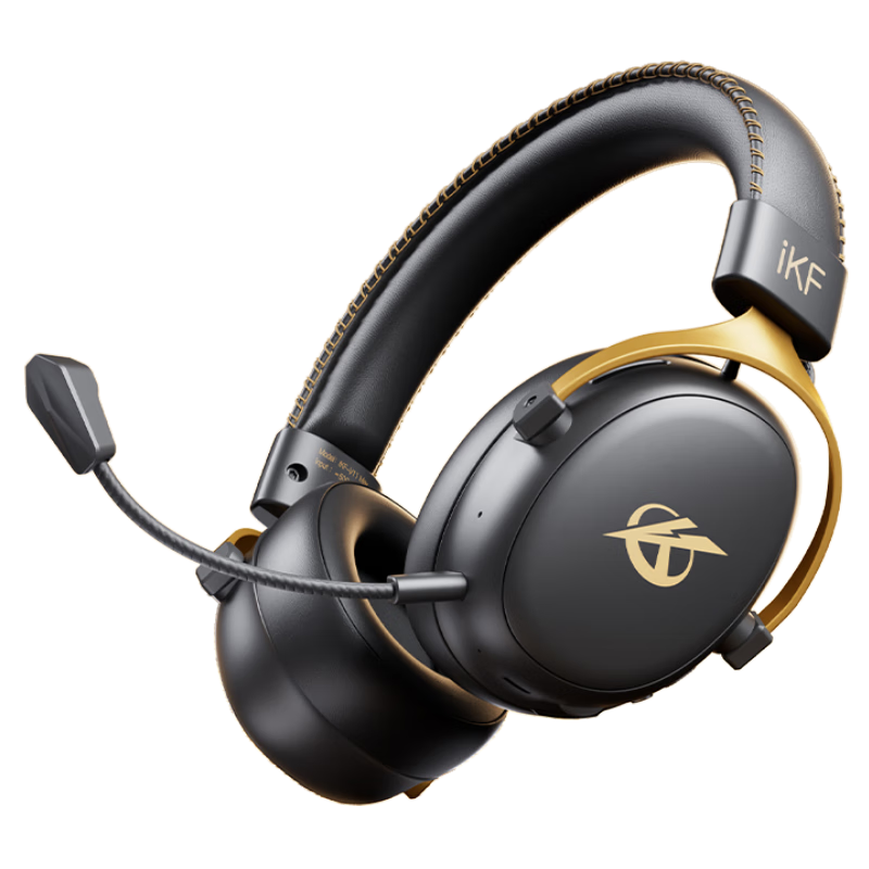 iKF V11 Max【京东独家】四模游戏耳机头戴式无线电竞7.1蓝牙有线FPS专用辨位三角洲无畏契约 黑金色