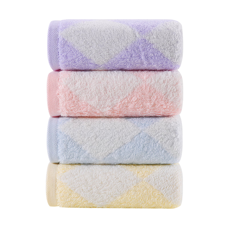 金号纯棉加厚毛巾新疆棉A类柔软亲肤吸水面巾 蓝/黄 2条 74*34cm 142g