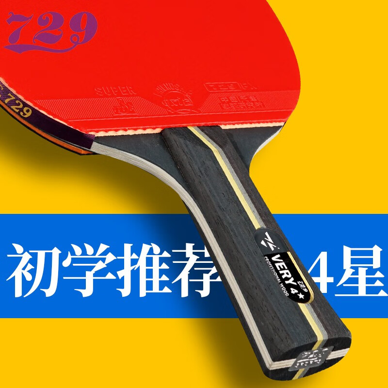 729友誼乒乓球拍單品三星四星初學(xué)者兵乓球拍橫拍直拍乒乓拍 四星(6球+2膜+1拍套) 橫拍