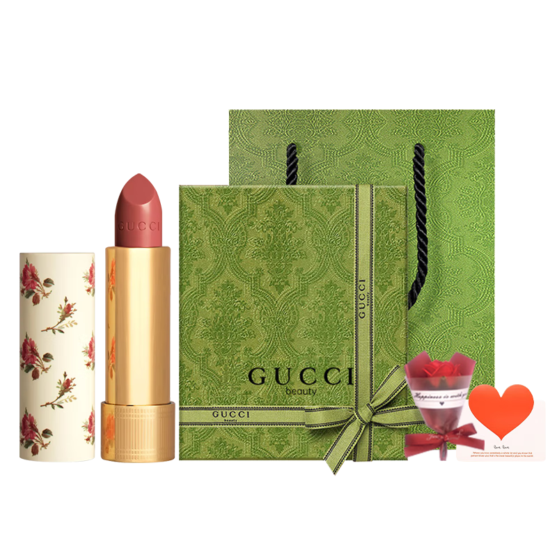 古馳（GUCCI）口紅絨霧啞光505唇釉208化妝品套裝唇釉情人節(jié)禮物送女生女友禮盒 【熱賣】絲潤(rùn)碎花208#甜颯蜜桃