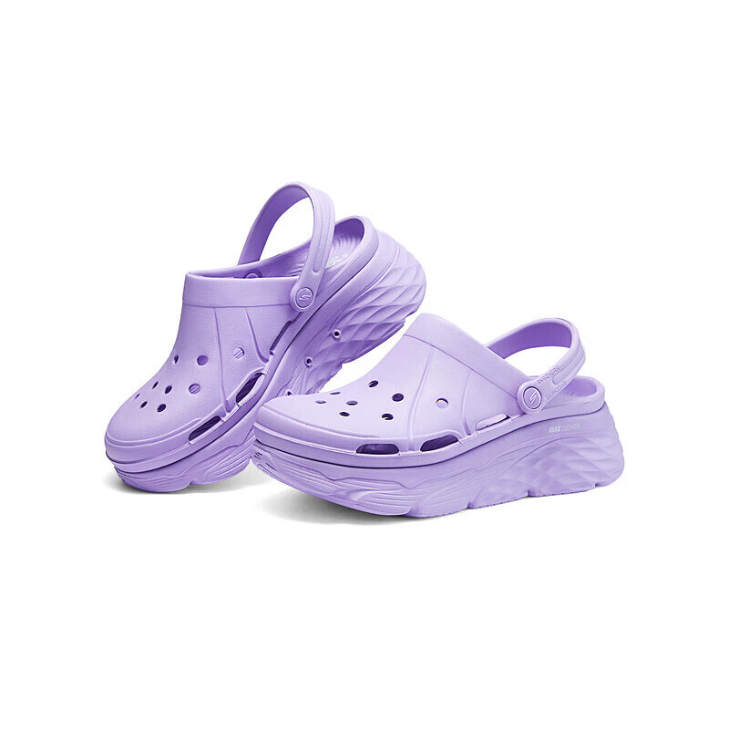 斯凯奇（Skechers）夏季女款洞洞鞋舒适透气运动拖鞋外穿厚底踩屎感凉鞋沙滩 紫色/PUR 37