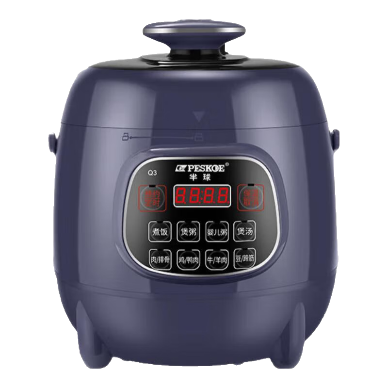 百亿补贴:半球(PESKOE)0涂层精钢内胆304不锈钢电压力锅多功能智能预约电饭煲一键排气70kpa 宝蓝色 2.5L 【智能款】70kpa159元