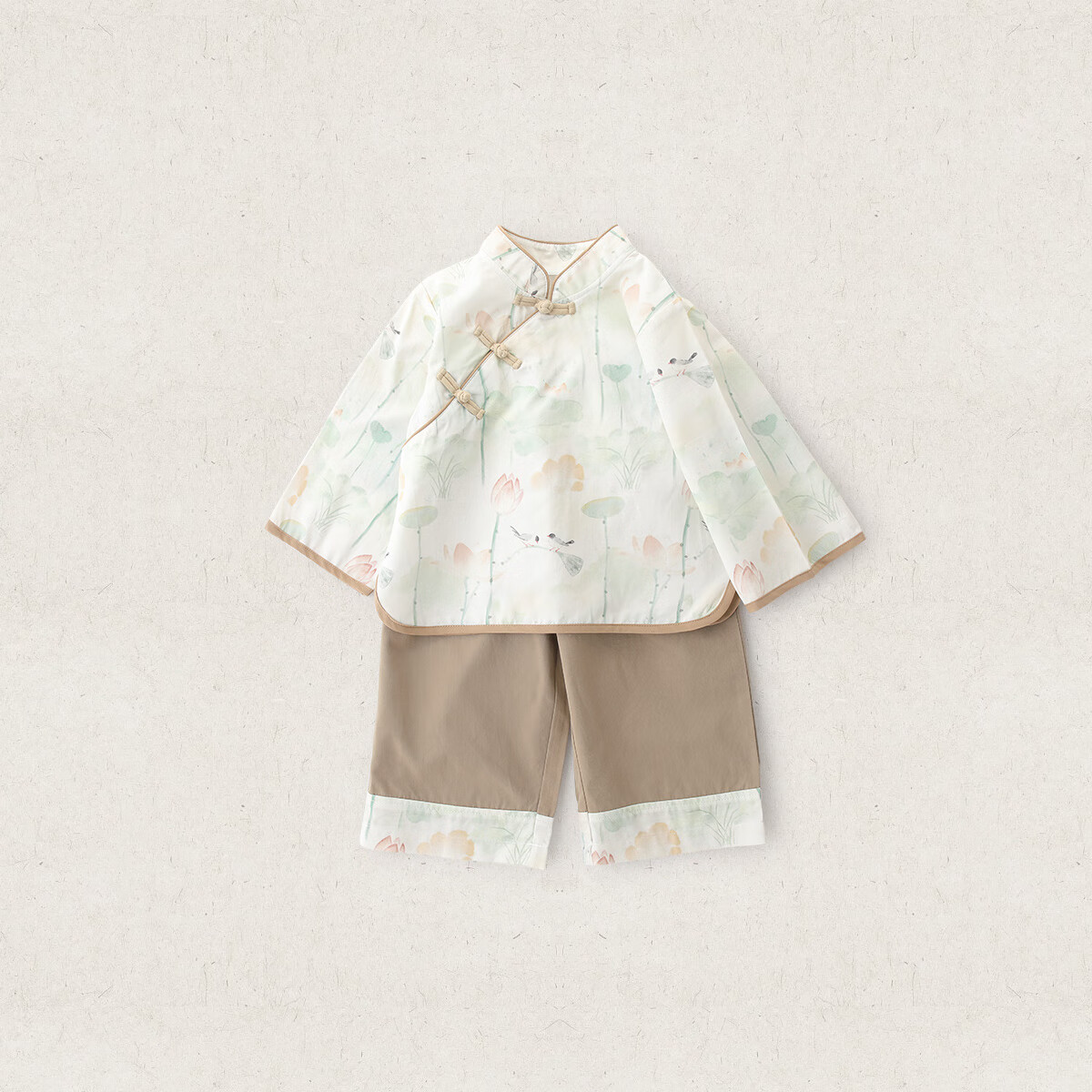 汉宫优品女童套装2025新款秋装中国风两件套女宝宝分体衣服新中式儿童汉服 花柔玉净 80